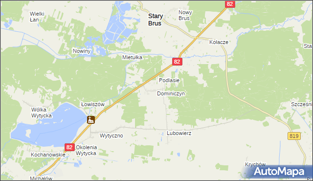 mapa Dominiczyn, Dominiczyn na mapie Targeo