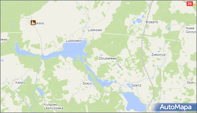 mapa Dziubielewo, Dziubielewo na mapie Targeo