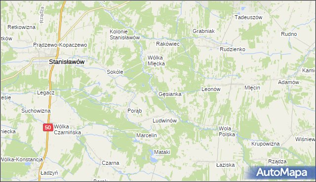 mapa Gęsianka, Gęsianka na mapie Targeo