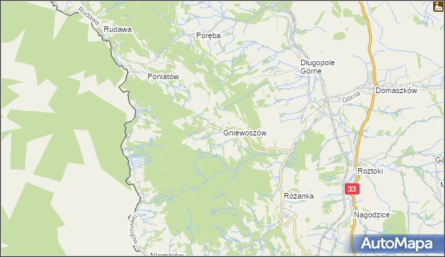 mapa Gniewoszów gmina Międzylesie, Gniewoszów gmina Międzylesie na mapie Targeo