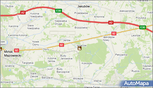 mapa Ignaców gmina Mińsk Mazowiecki, Ignaców gmina Mińsk Mazowiecki na mapie Targeo