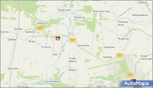 mapa Jankowice gmina Nowe Miasto nad Pilicą, Jankowice gmina Nowe Miasto nad Pilicą na mapie Targeo