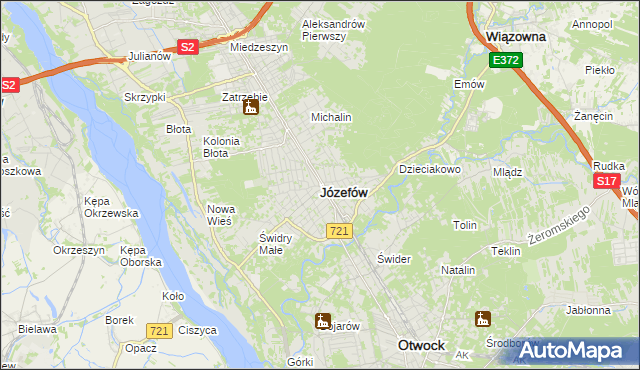 mapa Józefów powiat otwocki, Józefów powiat otwocki na mapie Targeo