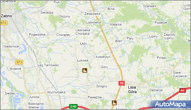 mapa Kobierzyn gmina Lisia Góra, Kobierzyn gmina Lisia Góra na mapie Targeo