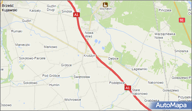 mapa Ludwinowo gmina Włocławek, Ludwinowo gmina Włocławek na mapie Targeo