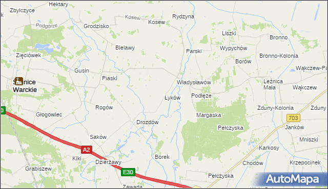 mapa Łyków, Łyków na mapie Targeo