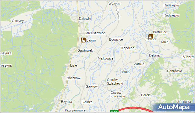 mapa Majkowice gmina Bochnia, Majkowice gmina Bochnia na mapie Targeo