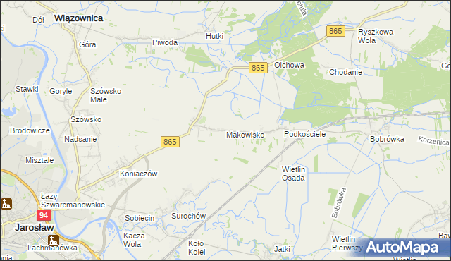mapa Makowisko gmina Jarosław, Makowisko gmina Jarosław na mapie Targeo