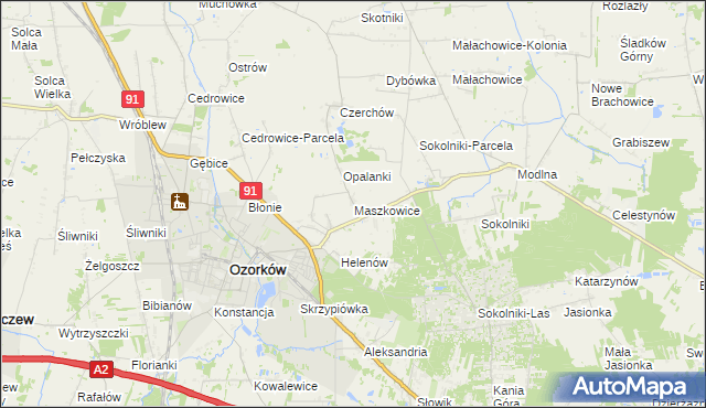 mapa Maszkowice gmina Ozorków, Maszkowice gmina Ozorków na mapie Targeo