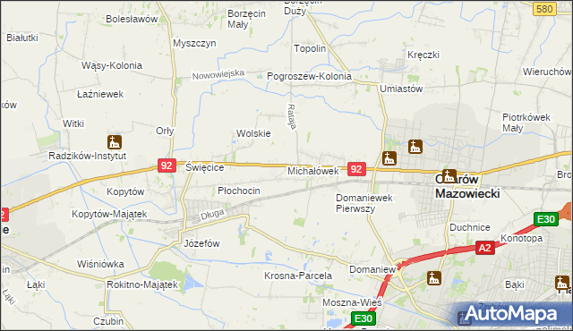 mapa Michałówek gmina Ożarów Mazowiecki, Michałówek gmina Ożarów Mazowiecki na mapie Targeo