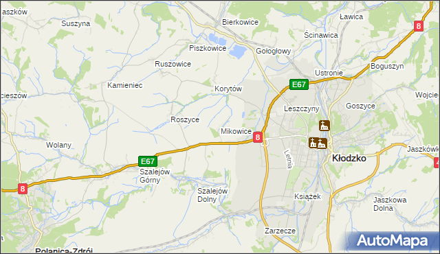 mapa Mikowice gmina Kłodzko, Mikowice gmina Kłodzko na mapie Targeo