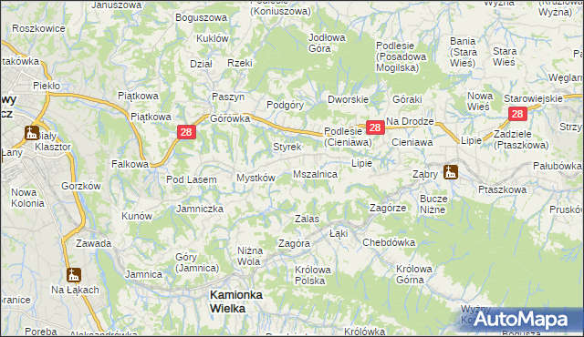 mapa Mszalnica, Mszalnica na mapie Targeo