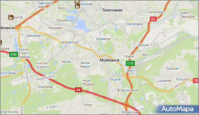 mapa Mysłowice, Mysłowice na mapie Targeo