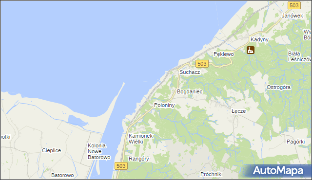 mapa Nadbrzeże gmina Tolkmicko, Nadbrzeże gmina Tolkmicko na mapie Targeo