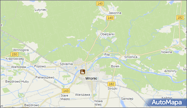 mapa Nadolnik gmina Wronki, Nadolnik gmina Wronki na mapie Targeo