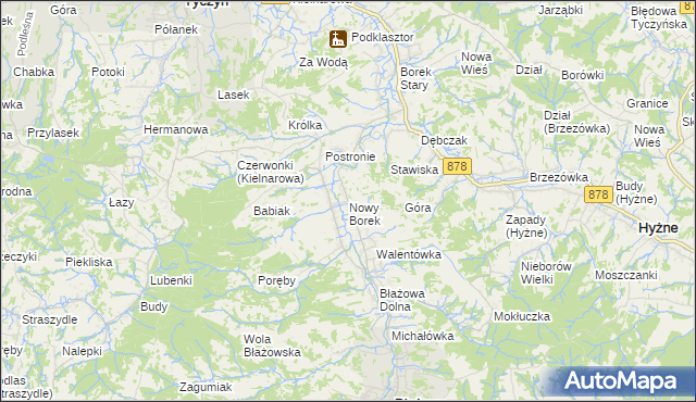 mapa Nowy Borek gmina Błażowa, Nowy Borek gmina Błażowa na mapie Targeo