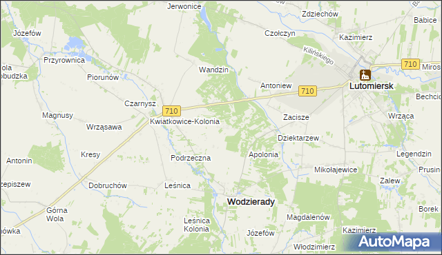 mapa Nowy Świat gmina Wodzierady, Nowy Świat gmina Wodzierady na mapie Targeo