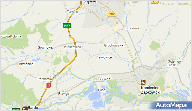 mapa Pawłowice gmina Ząbkowice Śląskie, Pawłowice gmina Ząbkowice Śląskie na mapie Targeo