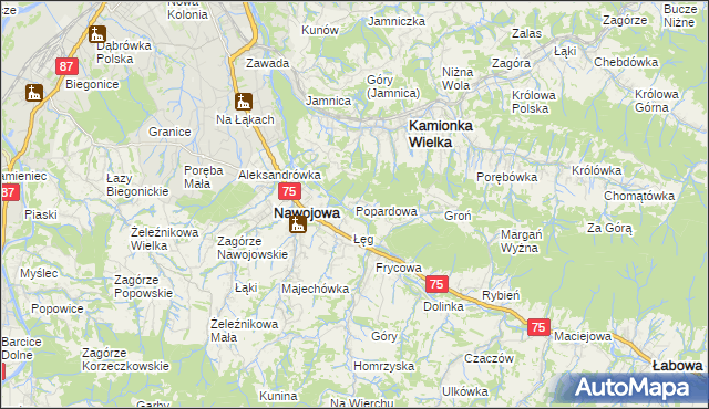 mapa Popardowa, Popardowa na mapie Targeo