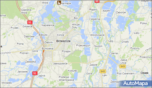 mapa Przecieszyn, Przecieszyn na mapie Targeo