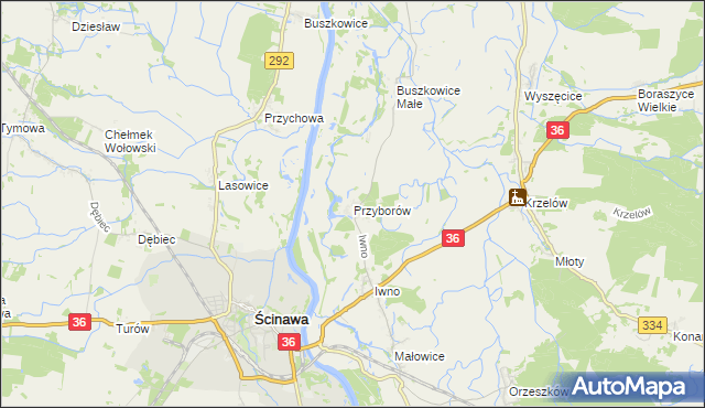 mapa Przyborów gmina Wińsko, Przyborów gmina Wińsko na mapie Targeo