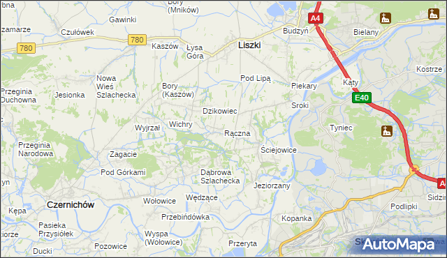 mapa Rączna, Rączna na mapie Targeo
