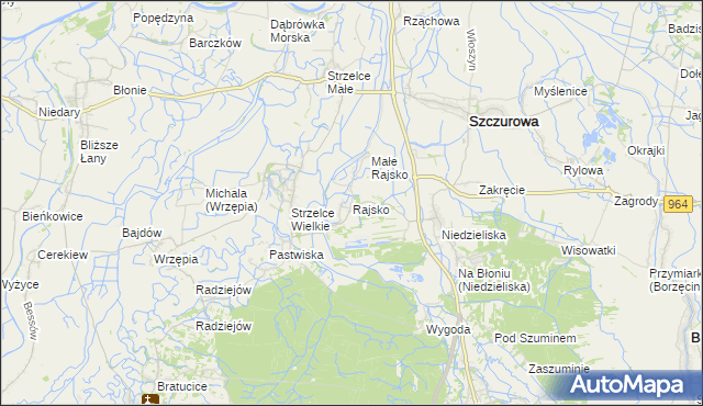 mapa Rajsko gmina Szczurowa, Rajsko gmina Szczurowa na mapie Targeo