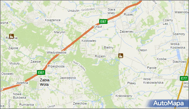 mapa Rozalin gmina Nadarzyn, Rozalin gmina Nadarzyn na mapie Targeo