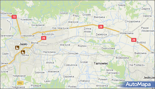 mapa Roztoki gmina Tarnowiec, Roztoki gmina Tarnowiec na mapie Targeo
