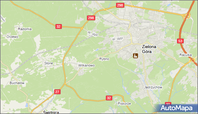 mapa Rybno gmina Świdnica, Rybno gmina Świdnica na mapie Targeo