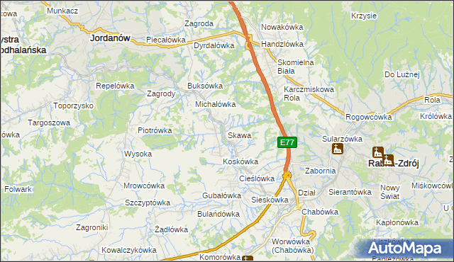 mapa Skawa, Skawa na mapie Targeo