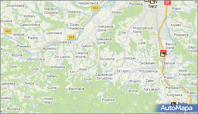 mapa Skrudzina, Skrudzina na mapie Targeo