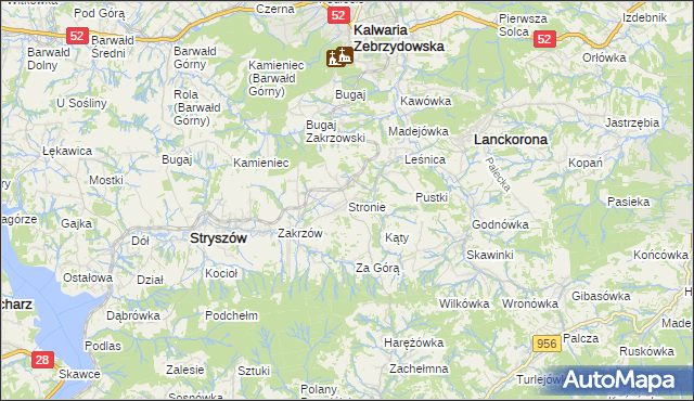 mapa Stronie gmina Stryszów, Stronie gmina Stryszów na mapie Targeo