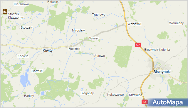 mapa Sułowo gmina Bisztynek, Sułowo gmina Bisztynek na mapie Targeo