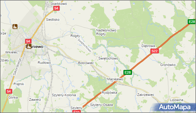 mapa Świętochowo, Świętochowo na mapie Targeo