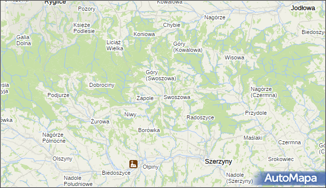 mapa Swoszowa, Swoszowa na mapie Targeo