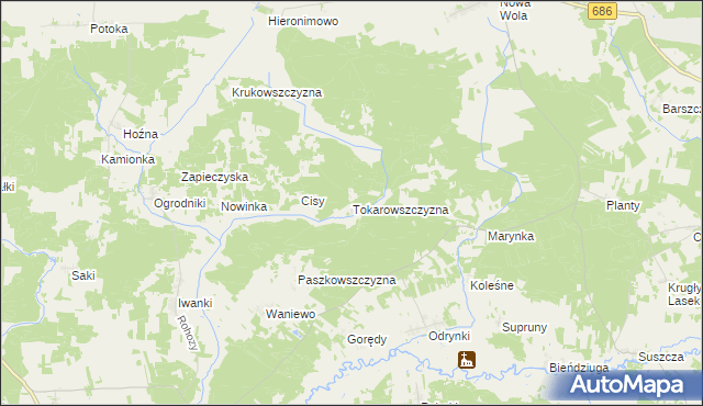 mapa Tokarowszczyzna, Tokarowszczyzna na mapie Targeo