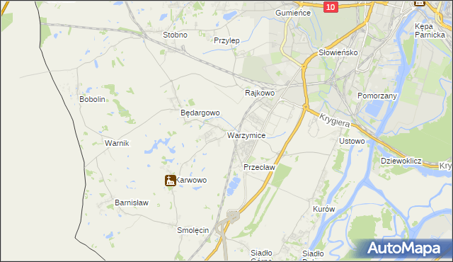 mapa Warzymice, Warzymice na mapie Targeo
