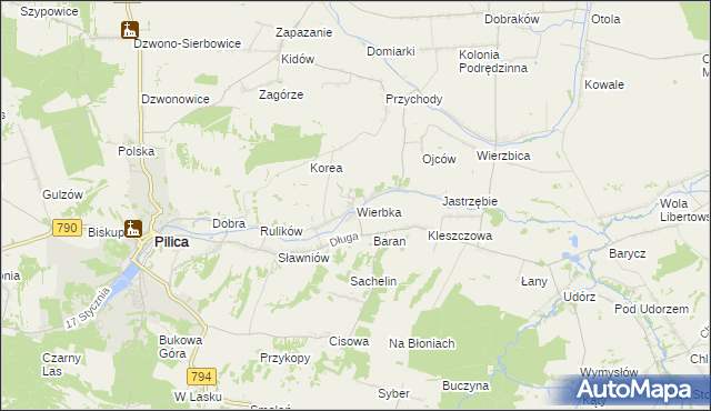 mapa Wierbka, Wierbka na mapie Targeo