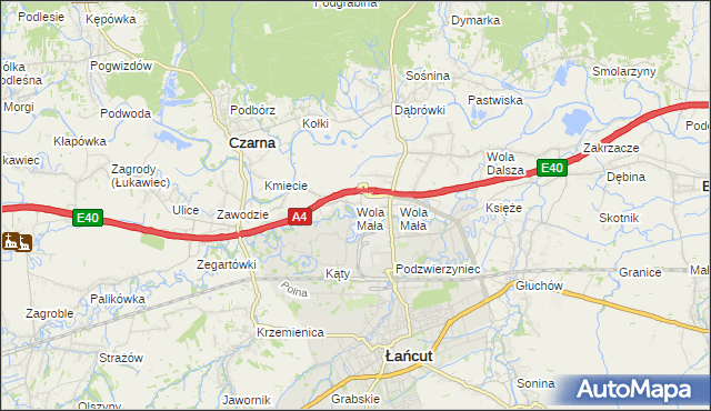 mapa Wola Mała gmina Czarna, Wola Mała gmina Czarna na mapie Targeo