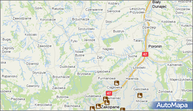mapa Ząb, Ząb na mapie Targeo