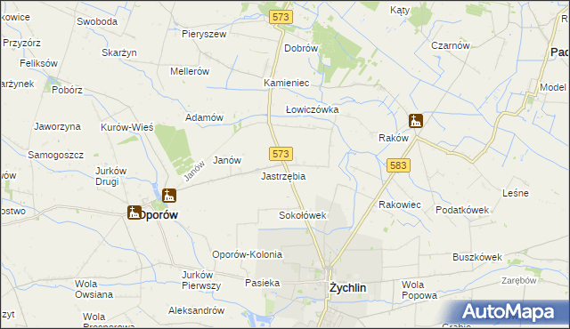 mapa Żabików gmina Żychlin, Żabików gmina Żychlin na mapie Targeo