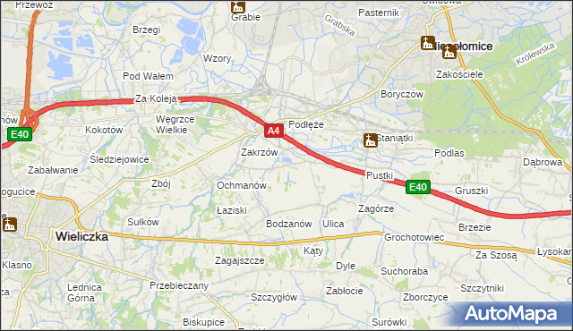 mapa Zakrzowiec, Zakrzowiec na mapie Targeo