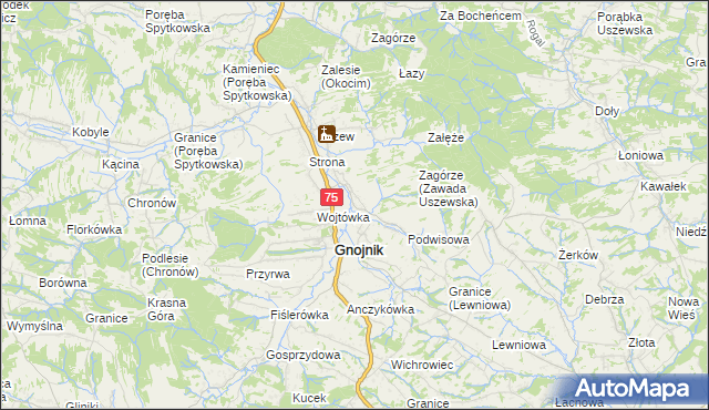 mapa Zawada Uszewska, Zawada Uszewska na mapie Targeo