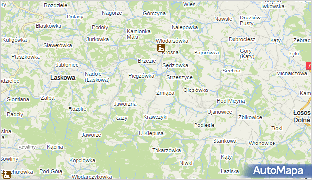 mapa Żmiąca, Żmiąca na mapie Targeo