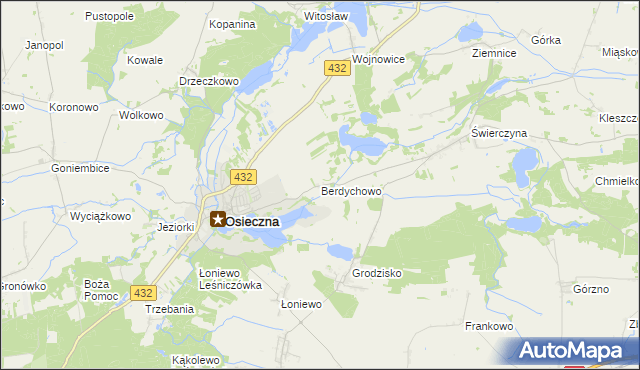 mapa Berdychowo gmina Osieczna, Berdychowo gmina Osieczna na mapie Targeo
