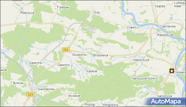 mapa Brodowice, Brodowice na mapie Targeo