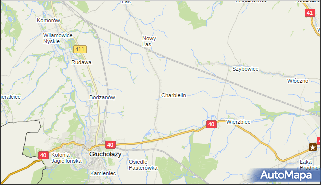 mapa Charbielin gmina Głuchołazy, Charbielin gmina Głuchołazy na mapie Targeo