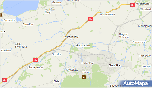 mapa Garncarsko gmina Sobótka, Garncarsko gmina Sobótka na mapie Targeo