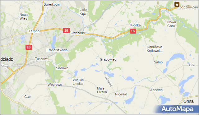 mapa Grabowiec gmina Grudziądz, Grabowiec gmina Grudziądz na mapie Targeo